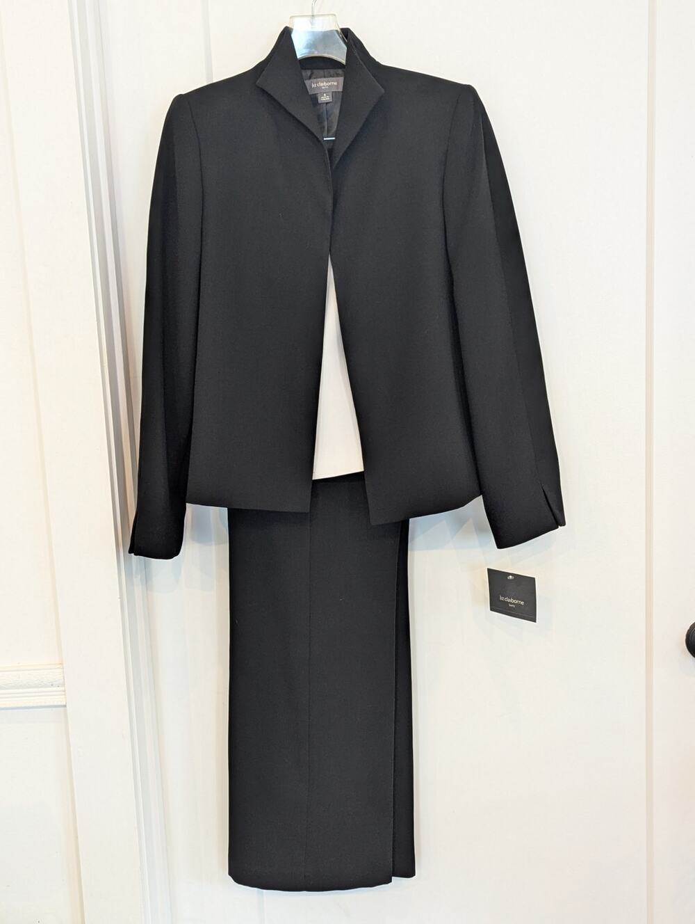 NWT Liz Claiborne 3 Pc Pant Suit Set Sz 6 Black White Professional Career
